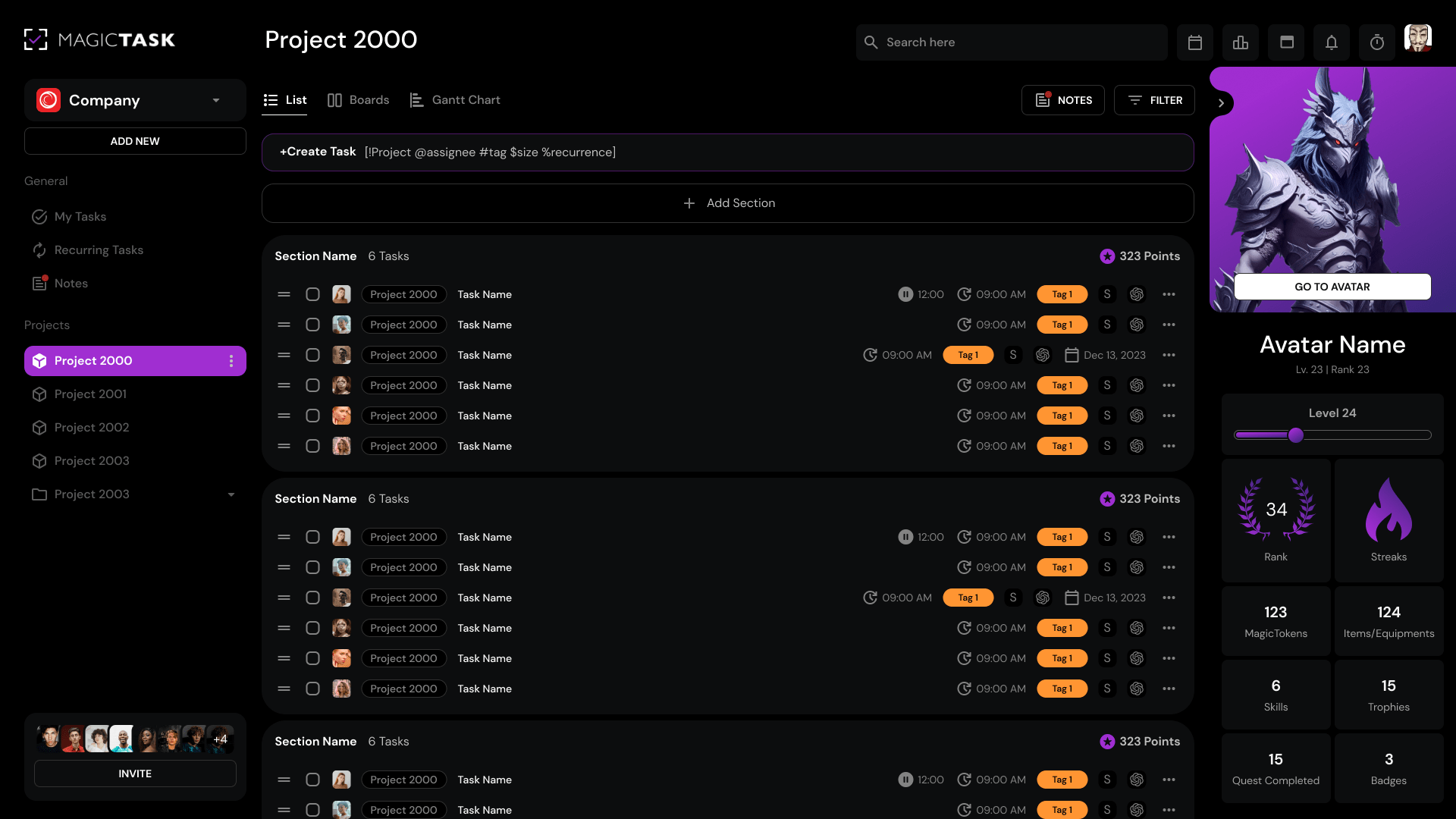 magictask v3 tasks dashboard